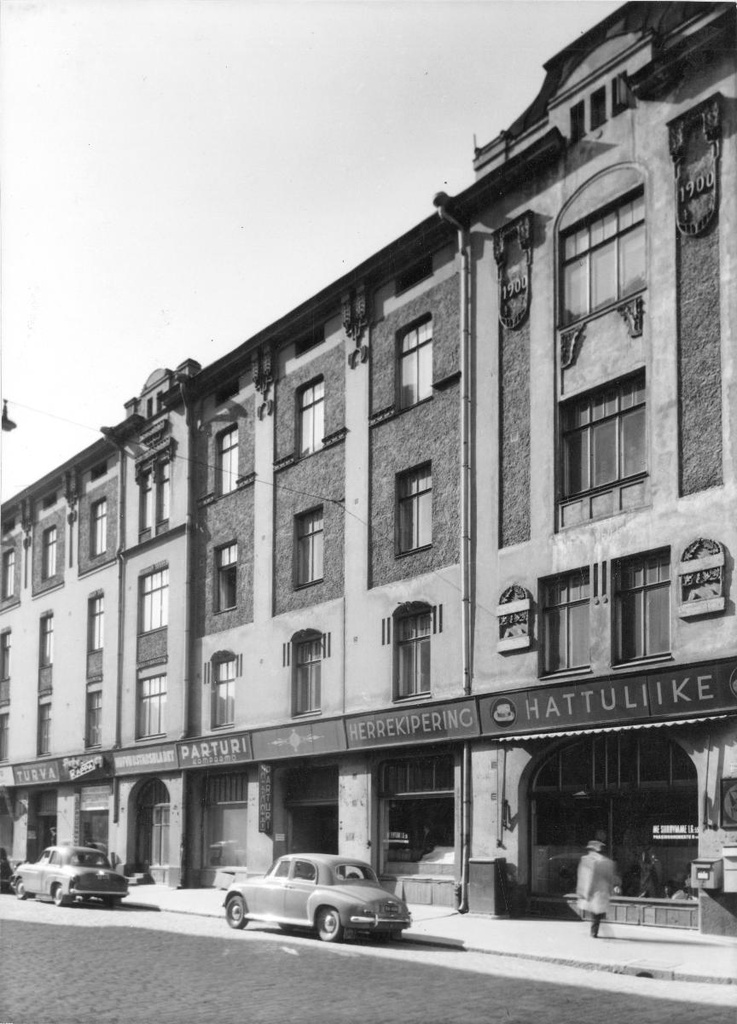 Hagnäs Hallar Ab: asuin- ja liiketalo, julkisivu, 1900-1901, purettu 1955, Helsinki
