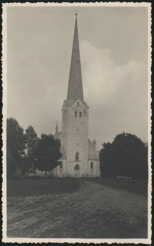 fotopostkaart, Tarvastu khk, Tarvastu kirik, u 1930, foto A. Masing