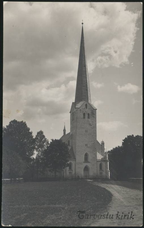 fotopostkaart, Tarvastu khk, Tarvastu kirik, u 1930, foto E. Ilves