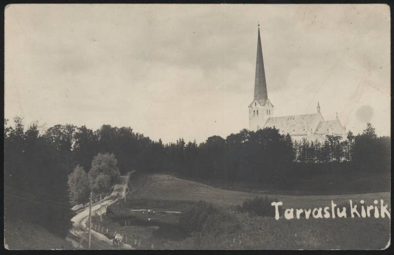 fotopostkaart, Tarvastu khk, Tarvastu kirik, u 1920
