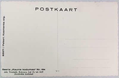 Fotopostkaart sarjast "Kaunis kodumaa" Nr. 184 (tagakülg) - Fotopostkaart Rene Viljati erakogust  duplicate photo