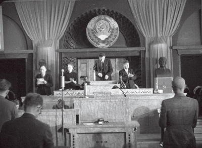 Riigivolikogu esimene istungjärk 21.-23.07.1940, juhataja Arnold Veimer.  similar photo
