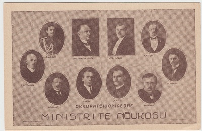 Saksa okupatsiooni-aegse Eesti valitsuse liikmed 1919. Fotokoopia trükisest  duplicate photo