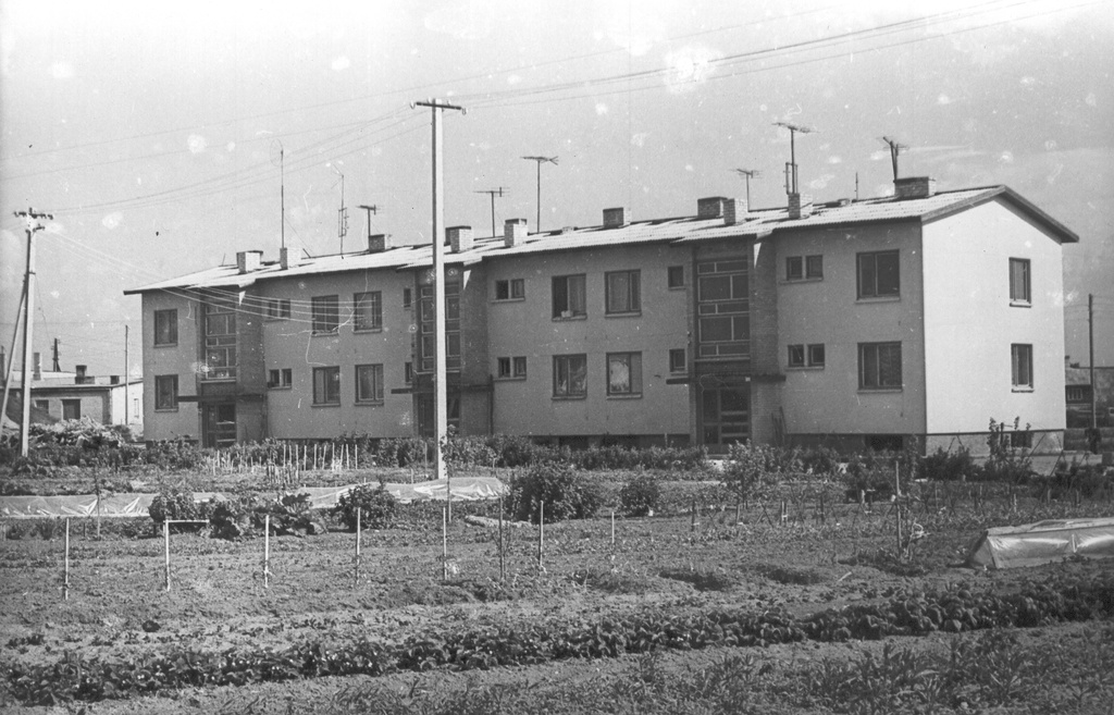 Foto ja negatiiv. Misso sovhoosi kahekorruseline  elumaja 1965.a. paiku