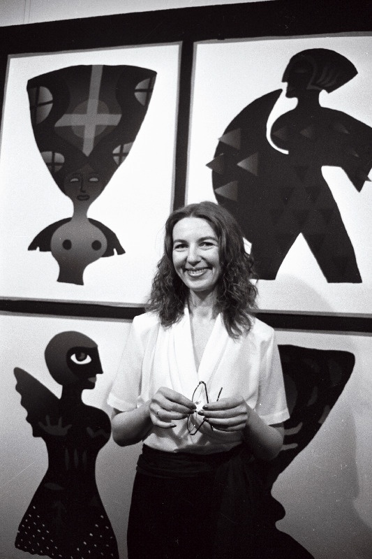 Graafik Eve Kask oma tööde näituse avamisel galeriis Vaal.