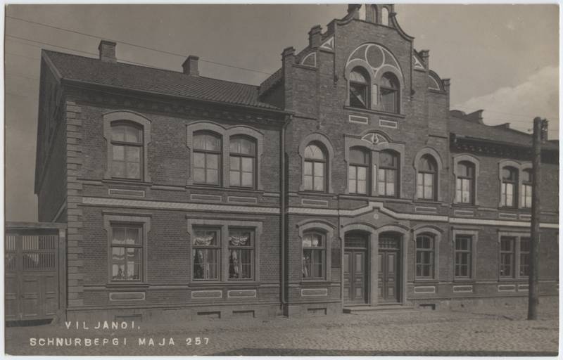 fotopostkaart, Viljandi, Posti tn 9, G. Schnurberg'i maja (eh 1905-1906), u 1925, foto J. Riet