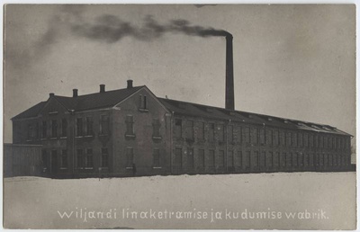 fotopostkaart, Viljandi, Lossi tn- Uue tn nurk, linavabrik, u 1912  similar photo