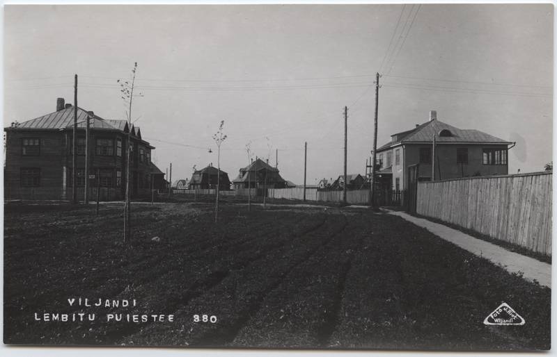 fotopostkaart, Viljandi, Lembitu pst (A. Maramaa pst), Endla tn ja Ilmarise tn vahel, u 1928