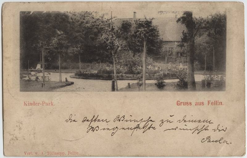 trükipostkaart, Viljandi, Lastepark, ümar lillepeenar, u 1902, Verlag A. Tõllasepp