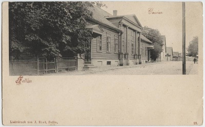 trükipostkaart, Viljandi, Posti tn 11, mõisnike kasiino (eh 1843), u 1905 Lichtdruck von J. Riet  duplicate photo