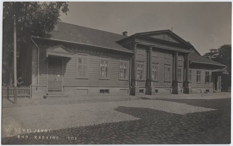 fotopostkaart, Viljandi, Posti tn 11 (eh 1843, saksa kasiino), u 1910, foto J. Riet
