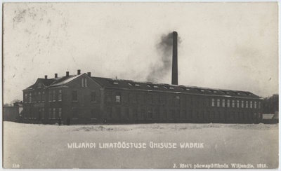 fotopostkaart, Viljandi, Lossi tn- Uue tn nurk, linavabrik, 1912, foto J. Riet  similar photo