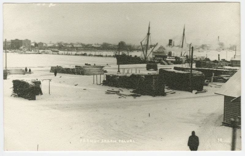 Fotopostkaart. Pärnu. Sadam talvel