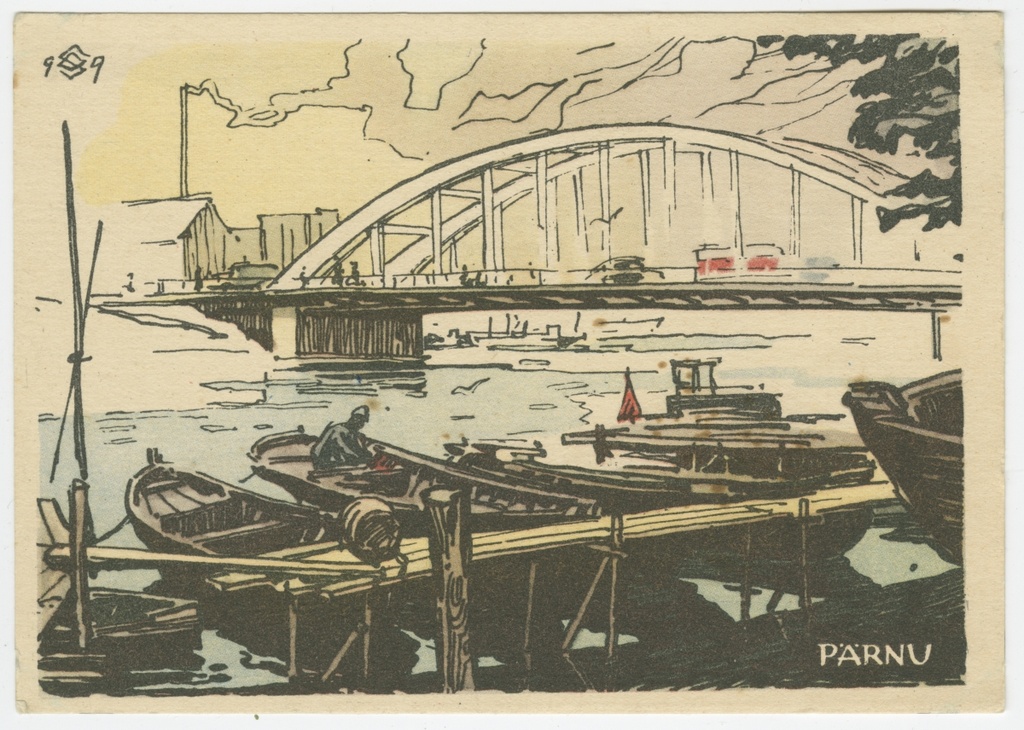 Postkaart. Pärnu sild ja sadam