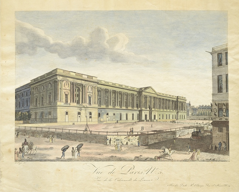 Pariisi vaade nr. 5. Vaade Louvre kolonnaadile. 5. leht 15-osalisest sarjast Pariisi vaadetega