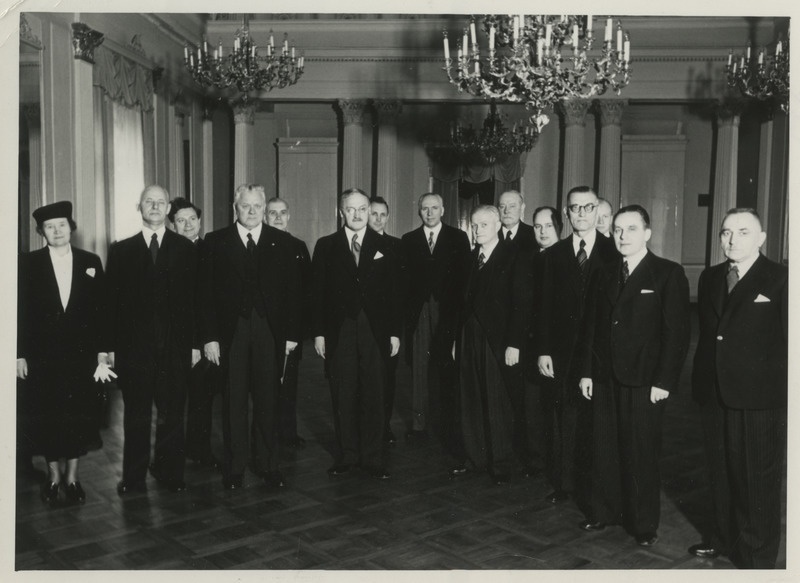 Eesti Vabariigi 22. aastapäeva tähistamine Riias 24.02.1940, Eesti delegatsioon Riia lossi valges saalis Läti president Kārlis Ulmanise vastuvõtul