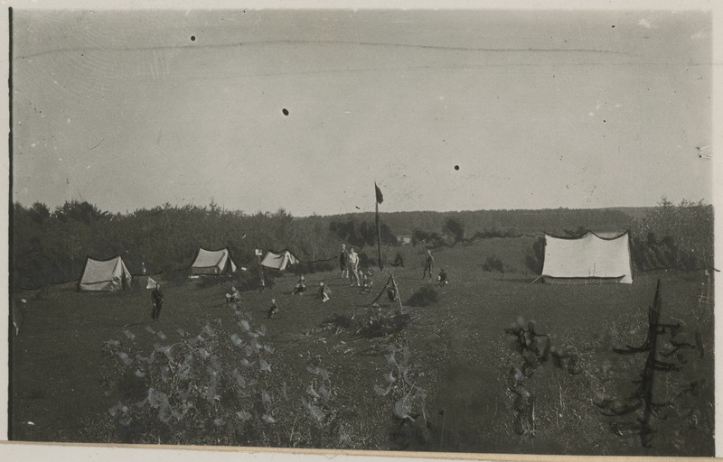 Tartu skautide V (Noorte Meeste Kristliku Ühingu) rühma suvelaager Pangodis 06.1929, laagri üldvaade