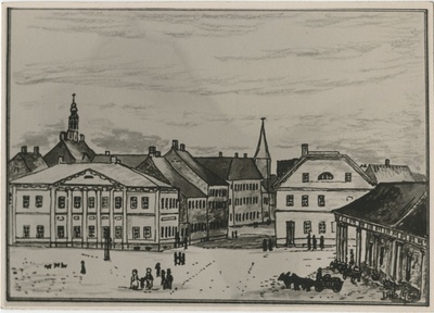 Tallinna Raekoja plats, repro joonistusest  similar photo