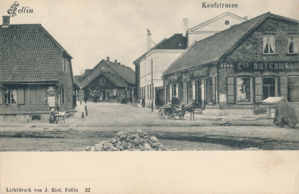 trükipostkaart, Viljandi, Kauba tn ristumine Tallinna tn u 1905 F J.Riet