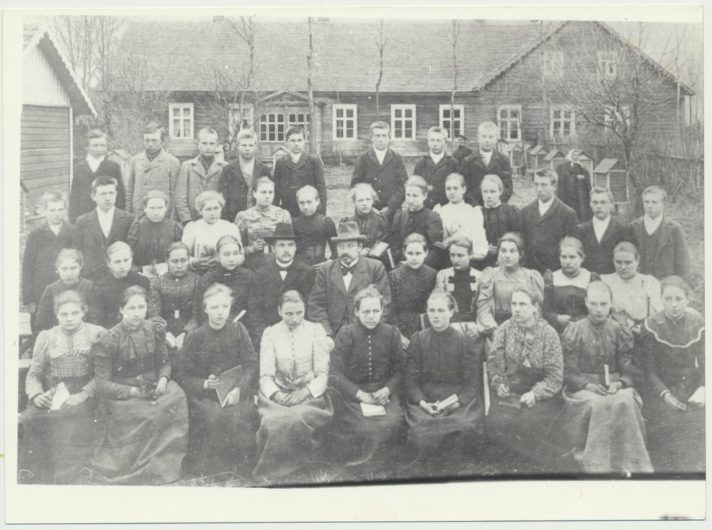 fotokoopia, Kase kool, Taevere vald, Suure-Jaani khk, grupp, koolimaja, 1902