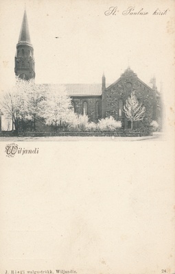 trükipostkaart, Viljandi, Pauluse kirik u 1905 F J.Riet  duplicate photo