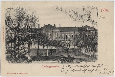 trükipostkaart, Viljandi, Uueveski tee 1, maagümnaasium (valmis 1877), u 1900, Verlag von G. Schürmann  duplicate photo