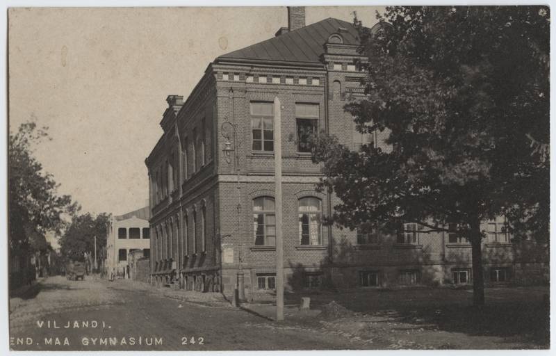 fotopostkaart, Viljandi, Uueveski tee 1, maagümnaasium, u 1925, foto J. Riet