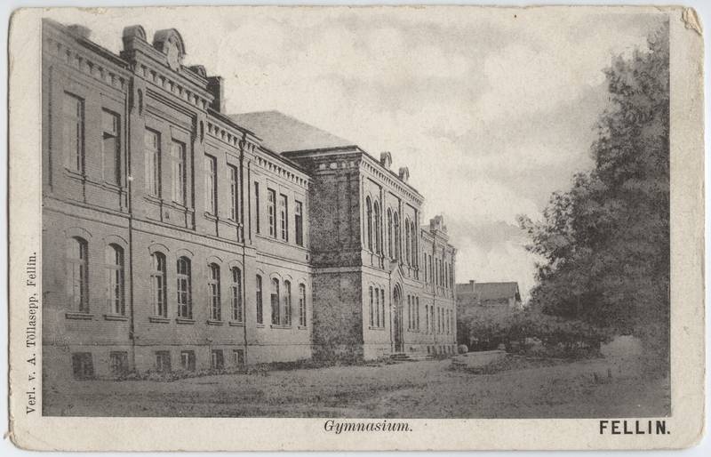 trükipostkaart, Viljandi, Uueveski tee 1, maagümnaasium,u 1905, Verlag von A. Tõllasepp