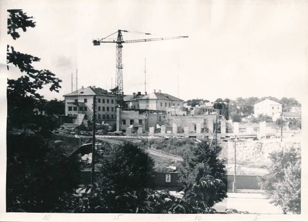 Teater Vanemuine, ehitamine. Vaade Lille mäelt.  Tartu, 1961.
