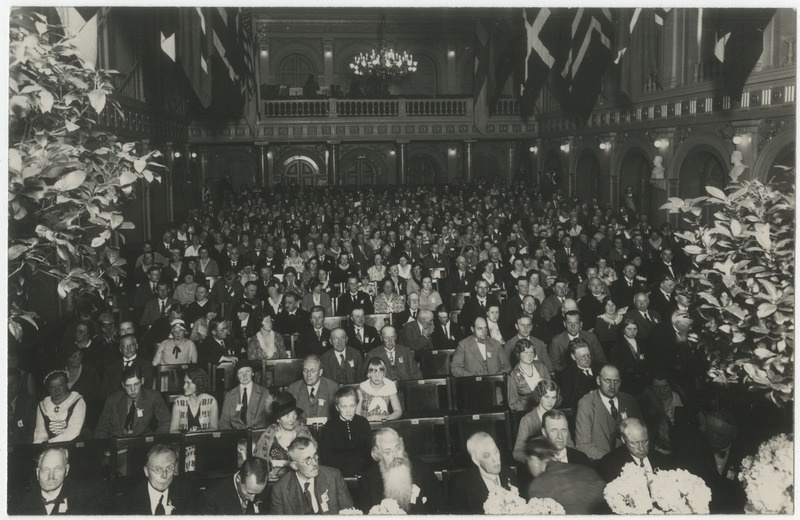 XIV Põhjamaade kaskuskongressi avaaktus Helsingi Vana Üliõpilasmaja saalis 25.08.1931