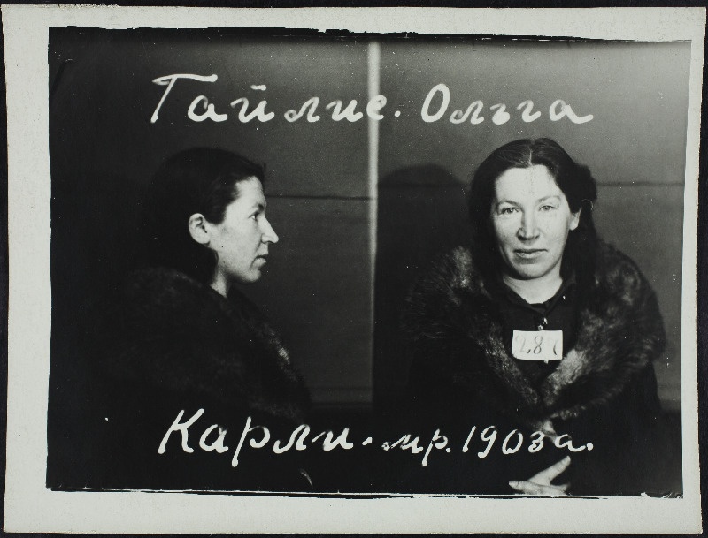 Gailis, Olga - Valeria Karli t. (s. 1903). Vangifoto uurimistoimikust.