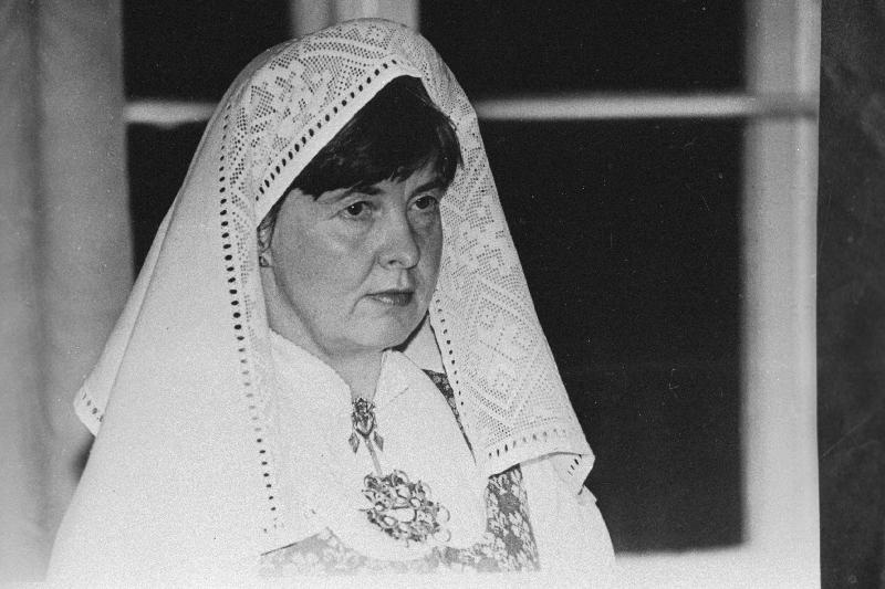 Norra Kuningriigi suursaadik Eesti Vabariigis Brit Løvseth vastuvõtul Eesti Vabariigi Ülemnõukogu esimehe Arnold Rüütli juures.