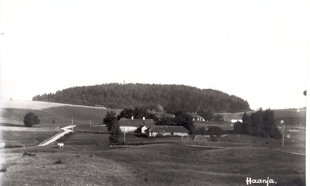 Foto Vaade Suurele Munamäele loode poolt 1930.a. Foto A.Plaks. Haanja vallamaja ja mõisakeskuse hooned.