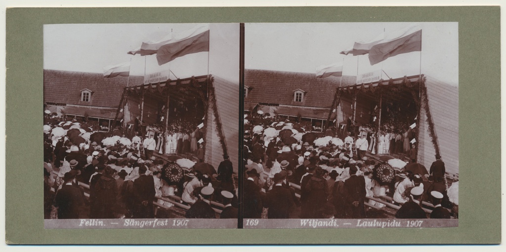 stereofoto, Viljandi, laulupidu, I Muusikapäev publik, lava, 1907