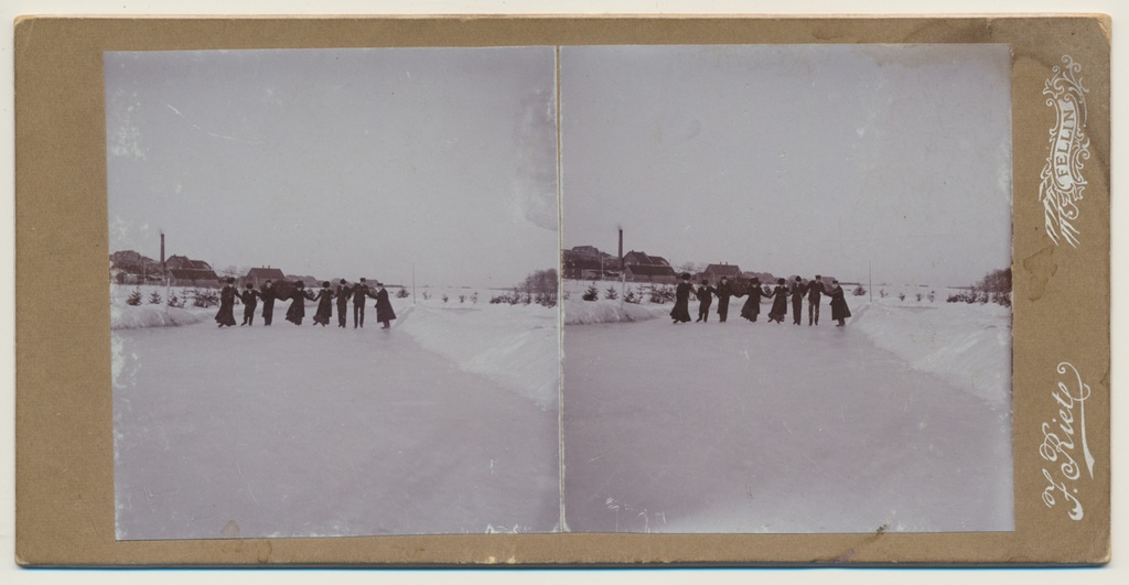 stereofoto, Viljandi, järv, uisutajad, u 1905