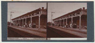 stereofoto, Viljandi, raudteejaam, ooteplatvorm, inimesed, u 1905  duplicate photo