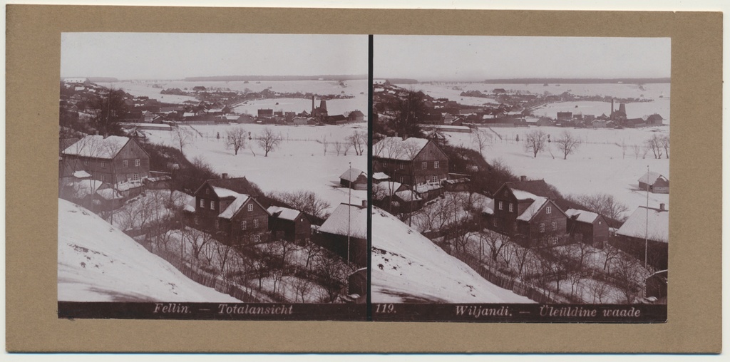 stereofoto, Viljandi, vaade Lossimägedest linnale, u 1905