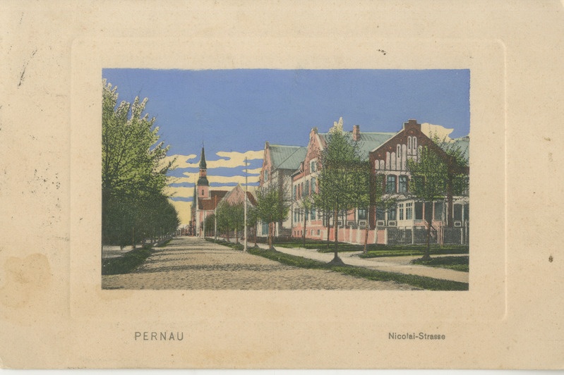 Foto. Postkaart. Nikolai tn. Foto kleebitud pappalusele.