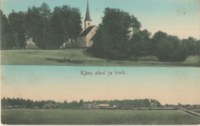 Foto. Postkaart. Käru alev ja kirik.