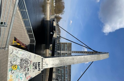 Pedestrian bridge (rail bridge) at the wide t. Tartu, 1998. Photo Aldo Luud. rephoto