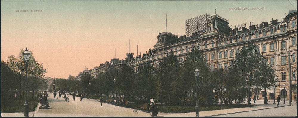 trükipostkaart Helsingi, Esplanaadi park u 1905, värviline