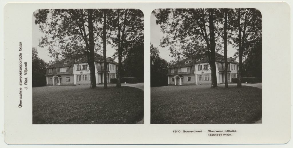 stereofoto, Suure-Jaani, Olustvere põllutöö keskkooli maja u 1930