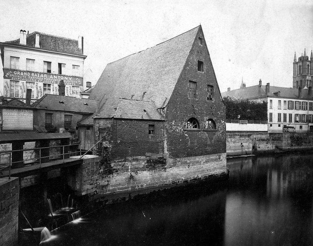 Watermolen op de Watermolenbrug (afgebroken 1884) - lang