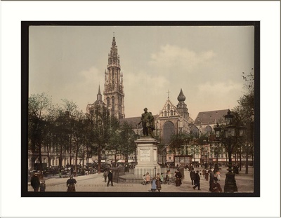 Place Verte and cathedral Antwerp Belgium  duplicate photo