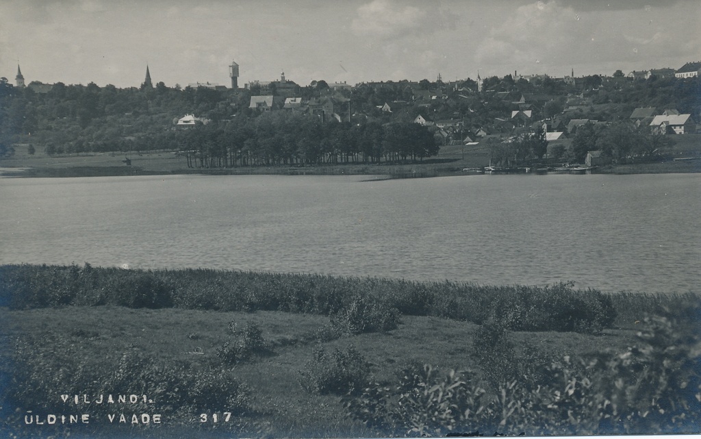foto, Viljandi, vaade linnale järve vastaskaldalt u 1925 F J.Riet