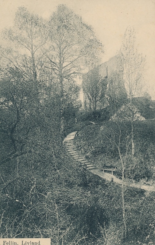trükipostkaart, Viljandi, lossimäed, Suurmüüri tagune u 1905 F J.Riet
