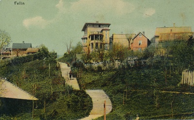 koloreeritud trükipostkaart, Viljandi, Trepimägi, u 1908, kirjastaja E. Ring  duplicate photo