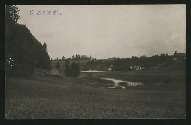fotopostkaart, Karksi khk, Karksi org, järv, Linnaveski, u 1935