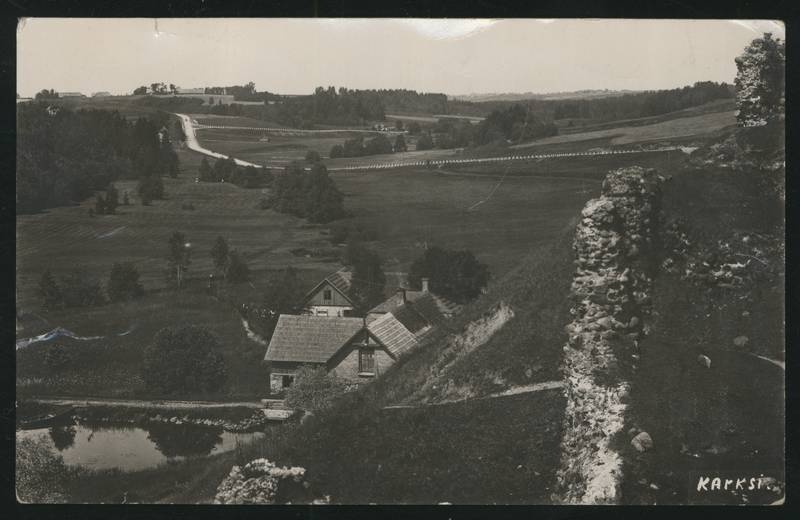 fotopostkaart, Karksi khk,, Karksi org, Linnaveski, lossivaremed, u 1935