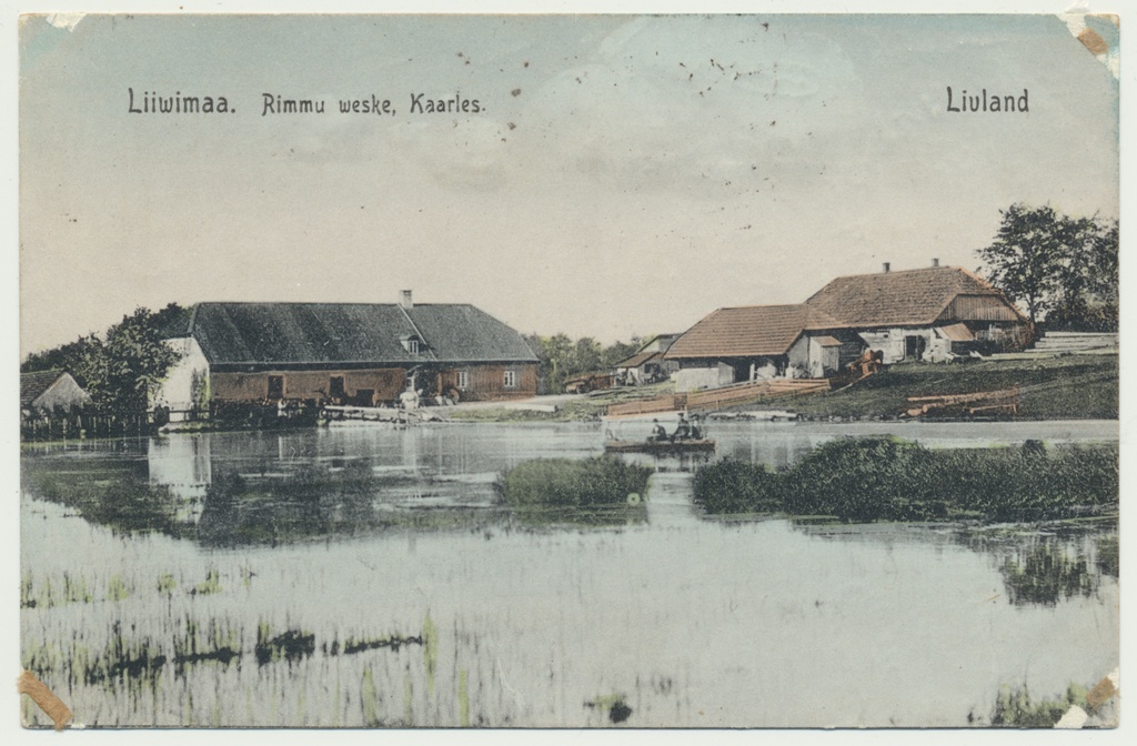 koloreeritud trükipostkaart, Viljandimaa, Rimmu veski, u 1905